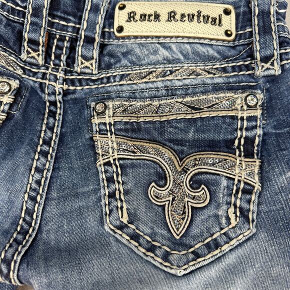 Rock Revival Jeans Women's 25(2) Blue Jazlyn Easy Straight Sequin Embellished - Picture 4 of 15